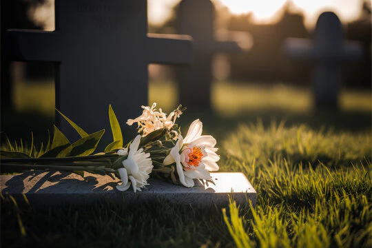 Flowers on a memorial