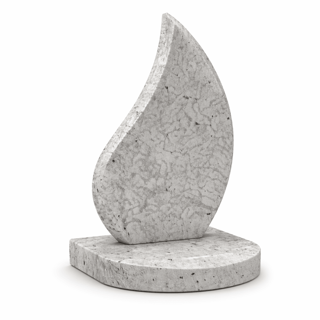 Imperial White Granite Teardrop Lawn Memorial