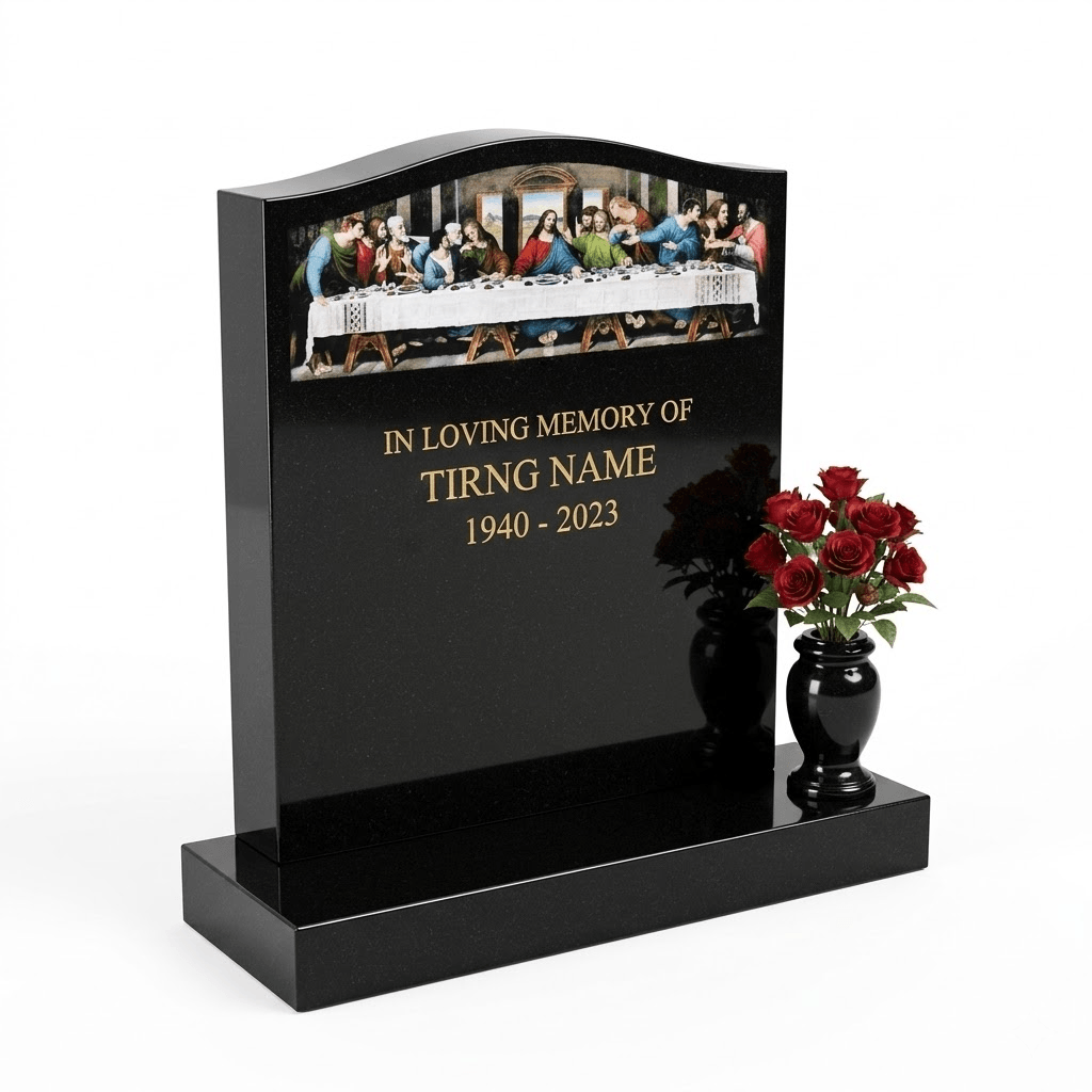 Classic arc top headstone crafted from durable, high-quality granite with a smooth, polished finish.