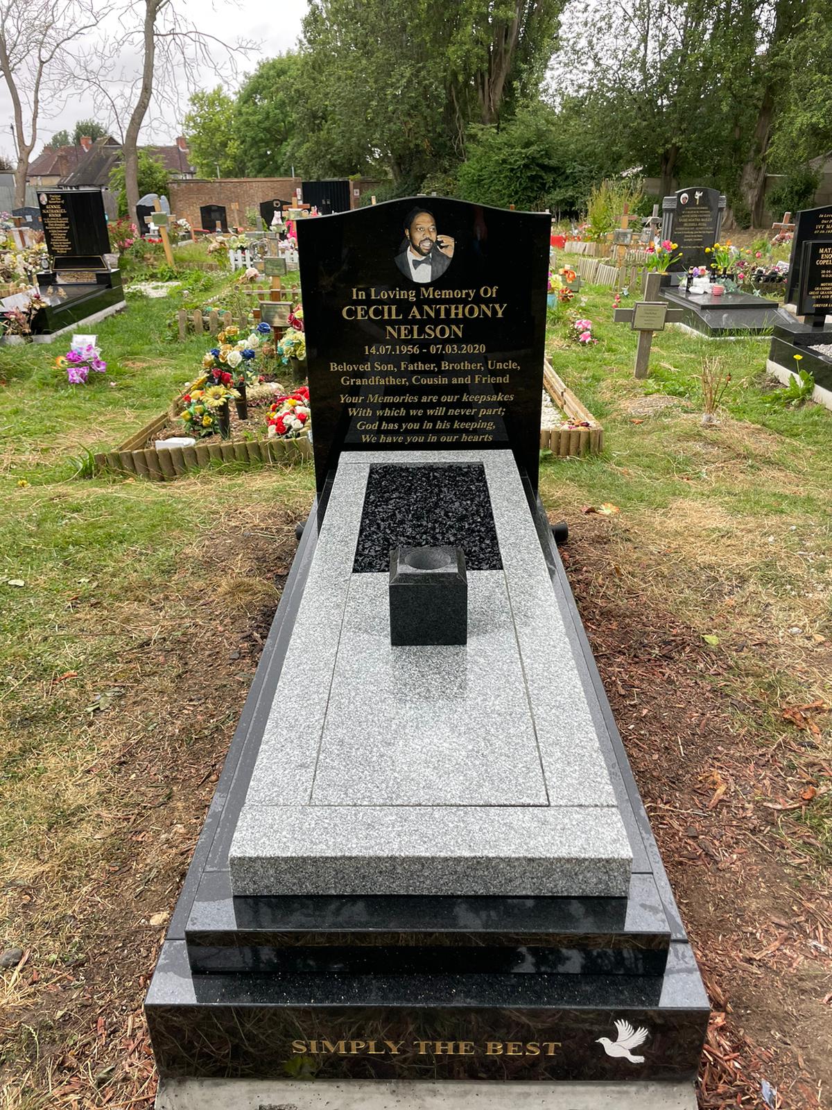 Kerb memorial installation at Grove Park Cemetery, South London - Memorial masonry and headstone services