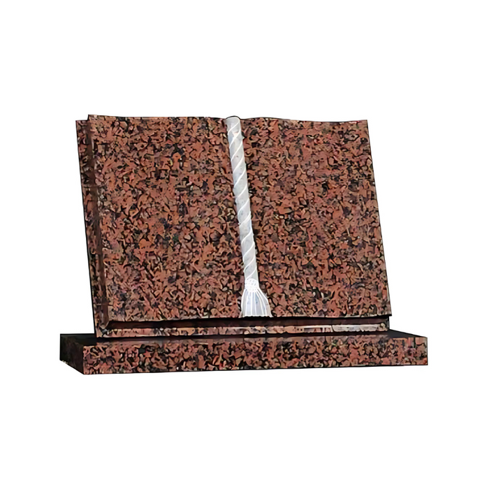 OG-157 - Balmoral Red Granite Book with Curved Pages Sanded Cord & Tassel with Preferable Base - From £850.50